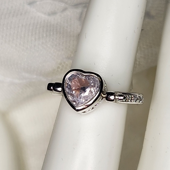 Pink & Clear ❤️ Spinner Ring S925 Rare - Picture 2 of 2